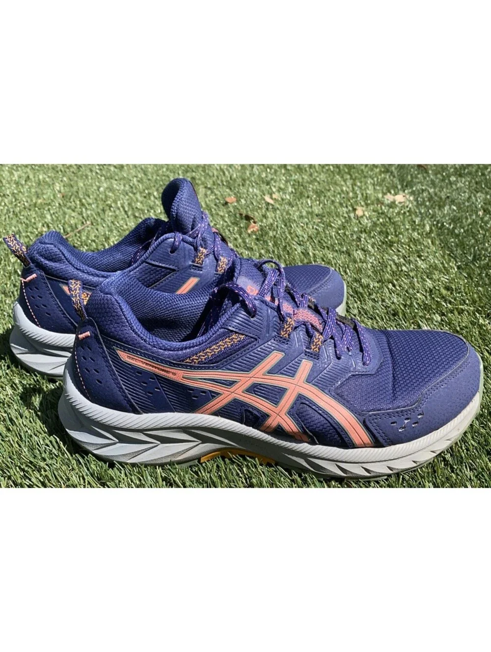 Asics GEL-Venture 9 Womens Sz 8 Wide Indigo Blue Papaya Trail Running Shoes